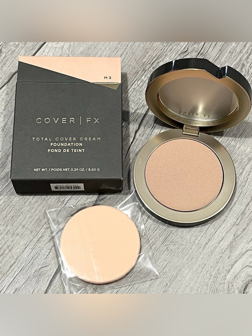 Cover FX Total Cover Cream Foundation Shade M3 neutral beige + Sealed Sponge NIB